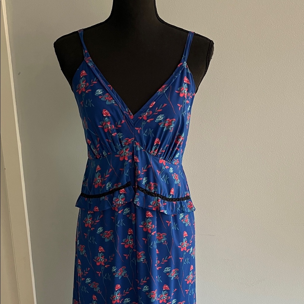 Thakoon Blue Floral Wide Leg Jumpsuit Sz 4 - Picture 4 of 8